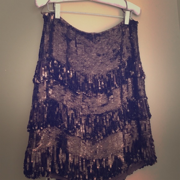 Gold Hawk Dresses & Skirts - Gold Hawk Ruffle Sequin Skirt